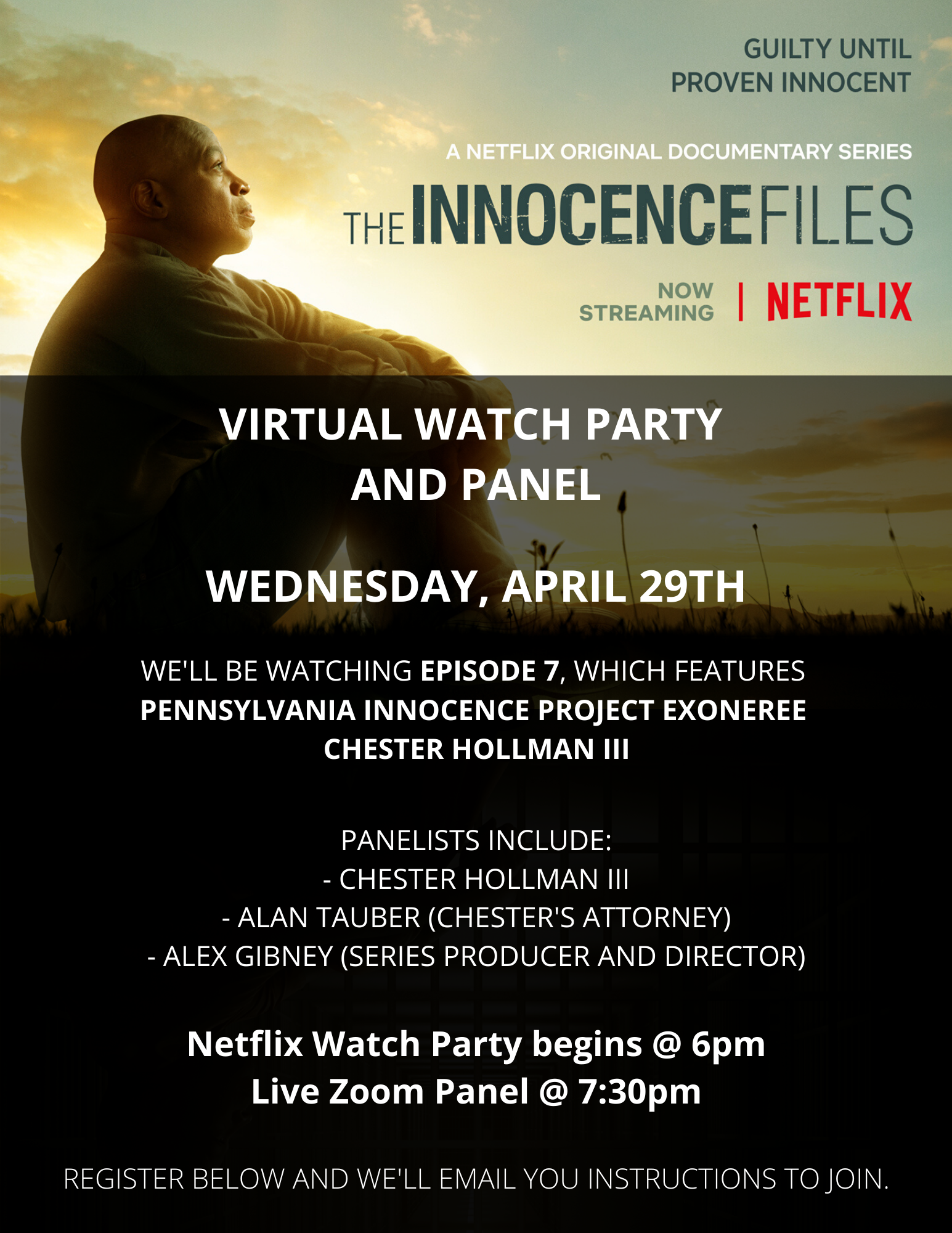 "The Innocence Files" <br/> Virtual Watch Party and Panel